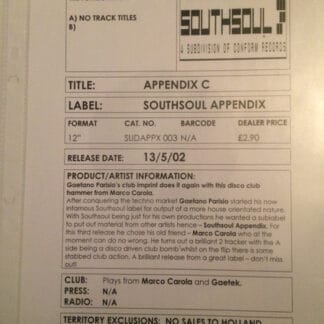 Marco Carola - Appendix C